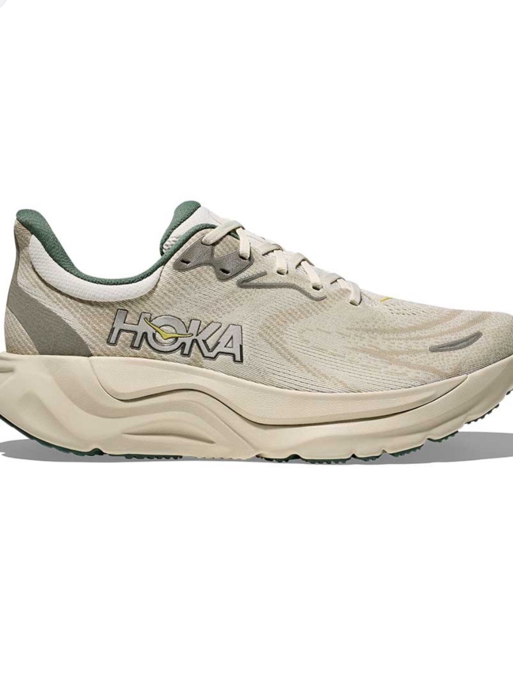 HOKA One One Arahi 8 Running Shoe - Cream with Green Accents Women’s Size 8 - Picture 1 of 8